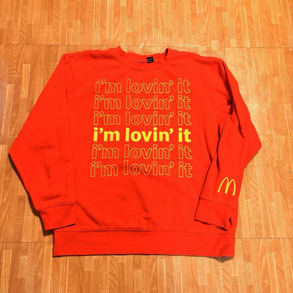 McDonald's I'm Lovin' It Crewneck Sweater Long Sleeve Exclusive Large Red